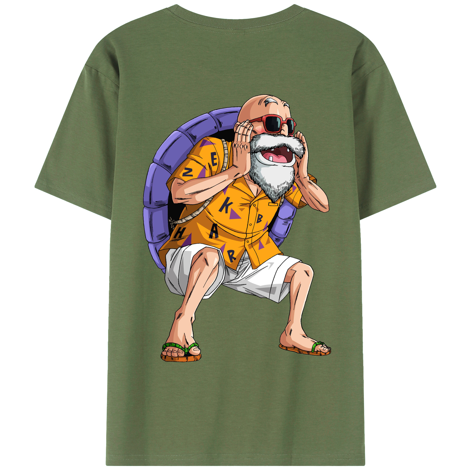 （画像用） ドラゴンボール 亀仙人（かめせんにん） DRAGON BALL Master Roshi Kame Sennin 綿100％ メンズ半袖Tシャツ（バックプリント） 通気性